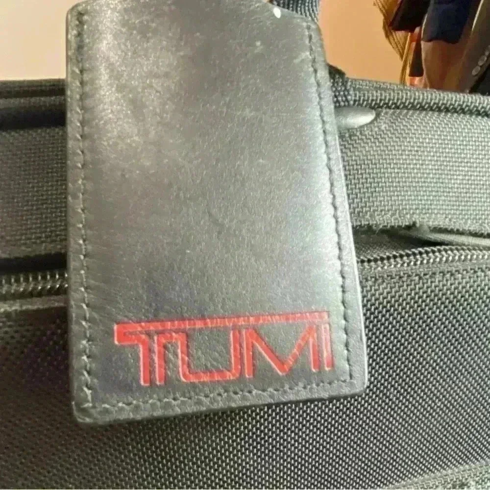 Tumi canvas and leather trim briefcase travel career commuter bag